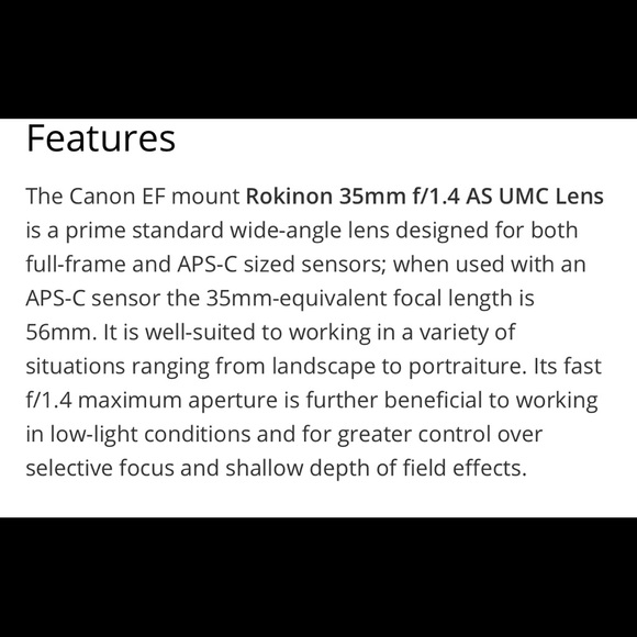 Rokinon for canon 35mm manual lens - Picture 6 of 16